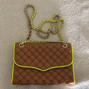 Rebecca Minkoff crossbody large in tan and neon